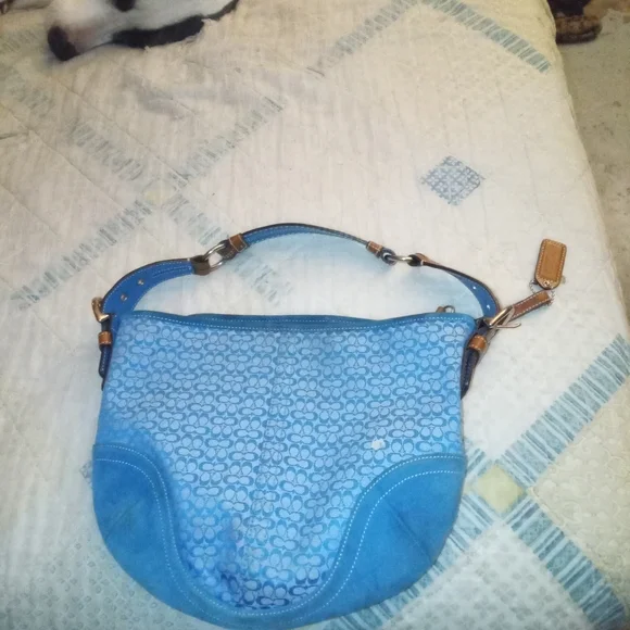 Coach Blue Patterned Shoulder Bag - Picture 3 of 3